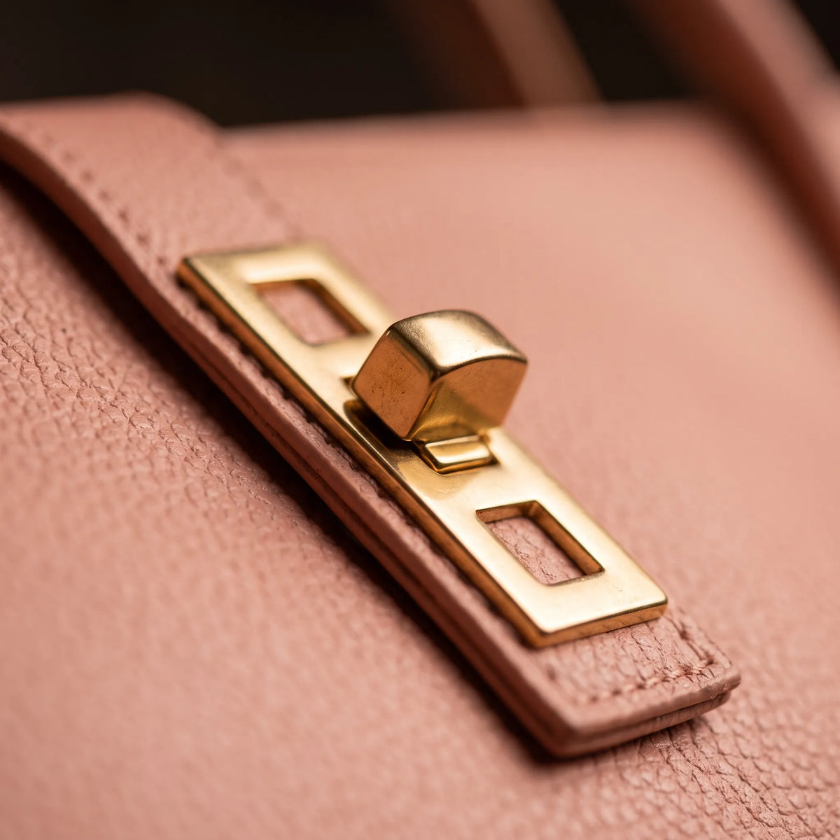 Pink Structured Tote Bag with Buckle Strap Accents