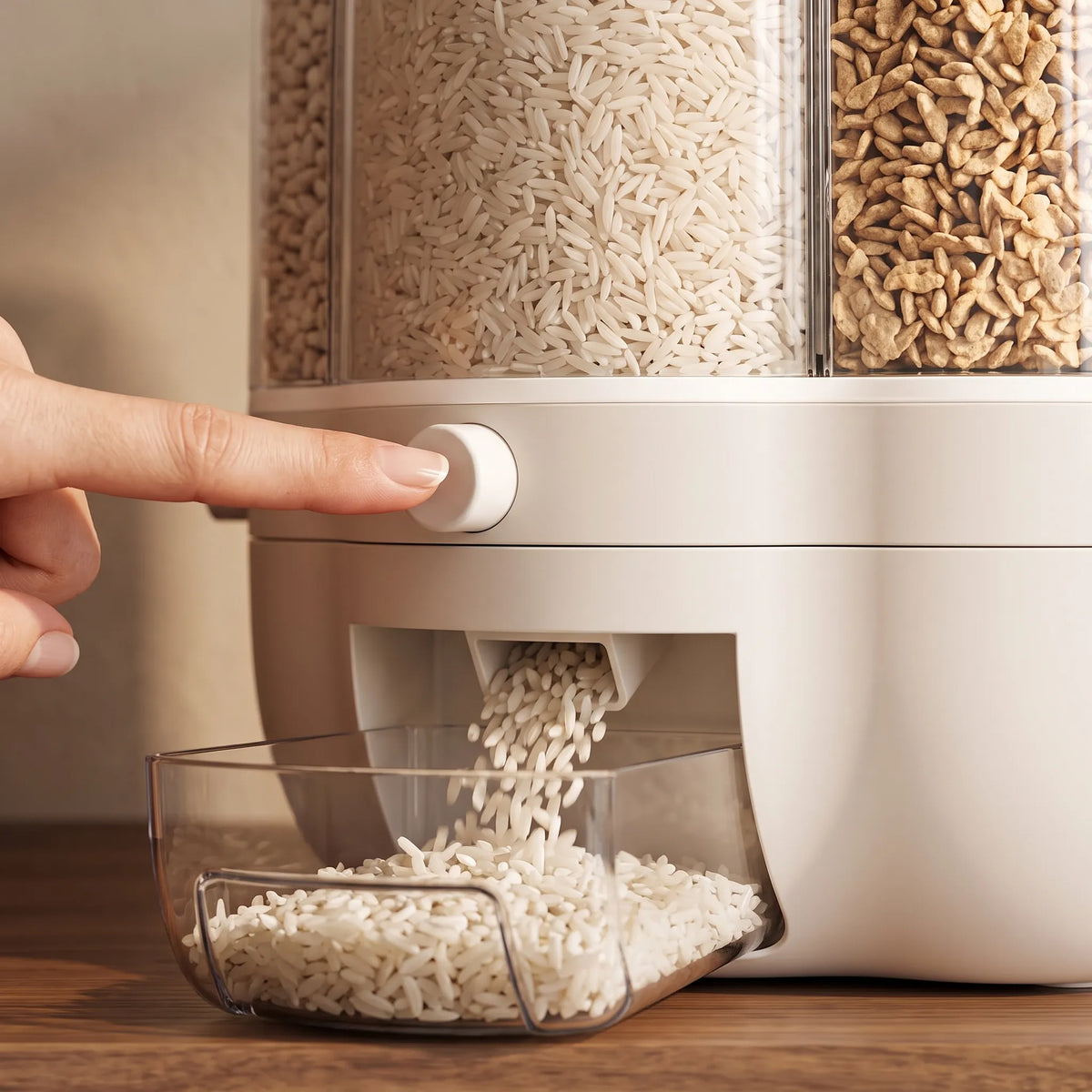 360° Rotating Rice & Cereal Dispenser – Multi-Grid Grain Storage