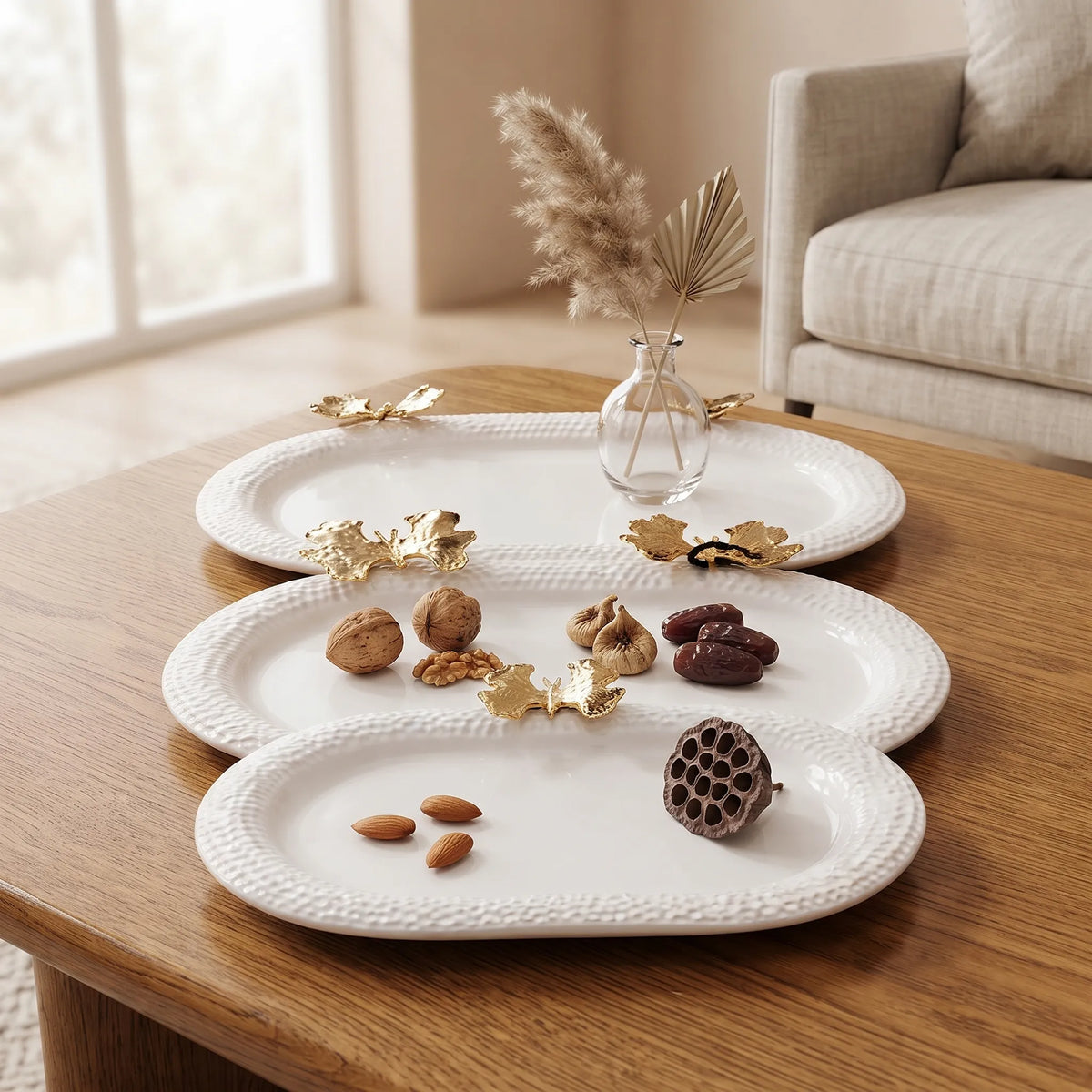 3-Piece Butterfly Accent Decorative Serving Tray Set