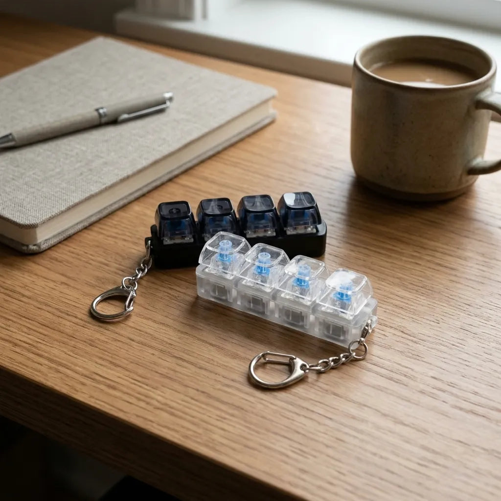 4-Key Mechanical Switch Fidget Clicker Keychain