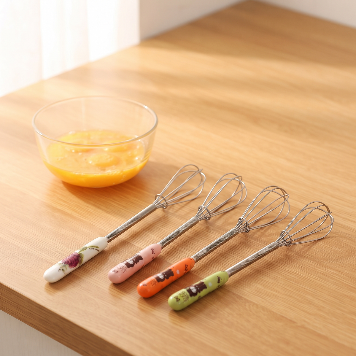 Ceramic Handle Stainless Steel Whisk – 19cm Egg Beater