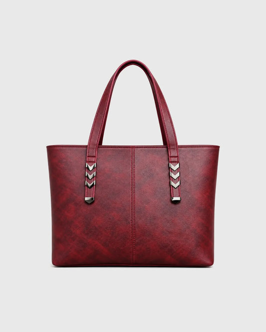 Structured Tote Bag with Chevron Metal Accents – Women’s Handbag