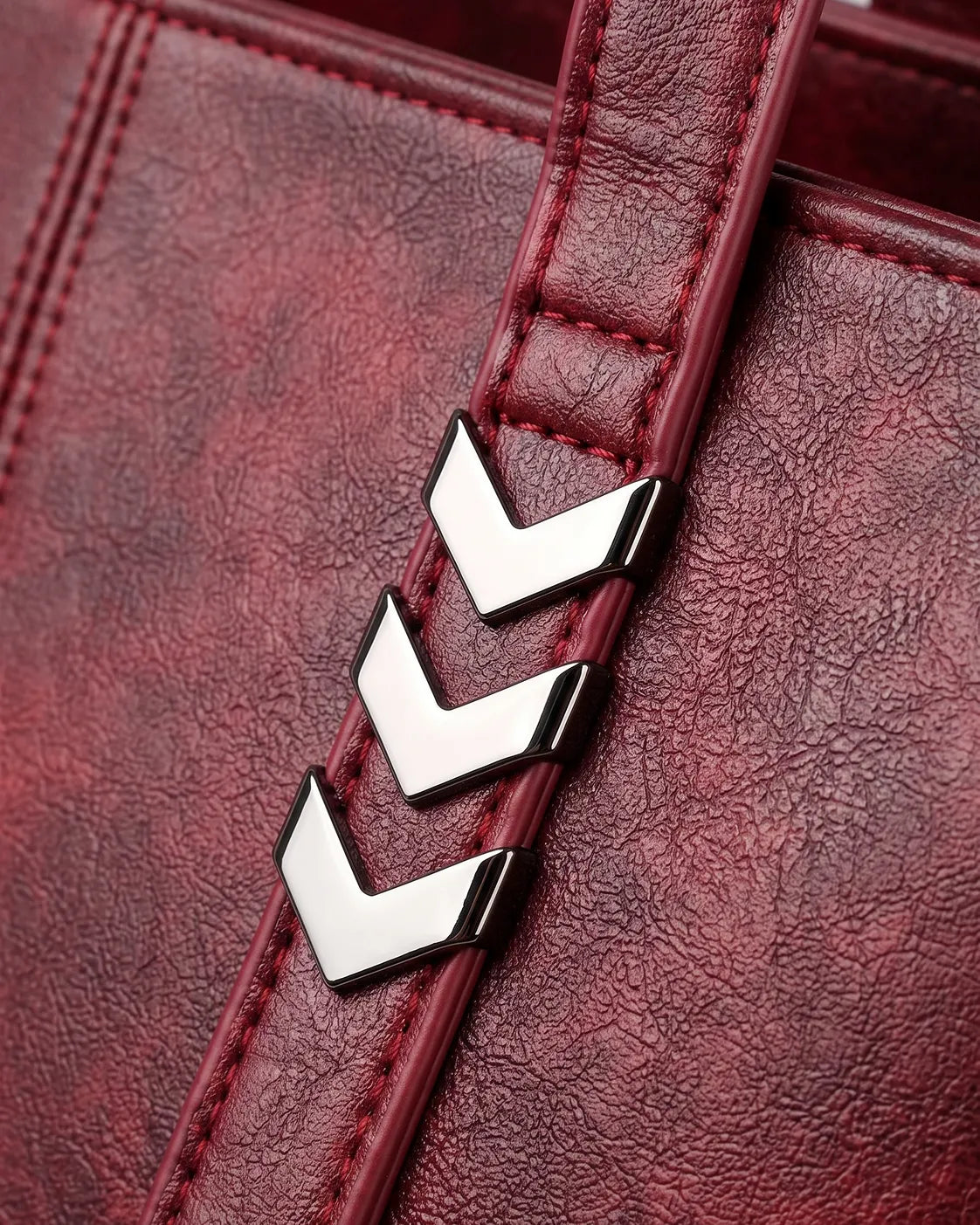 Structured Tote Bag with Chevron Metal Accents – Women’s Handbag