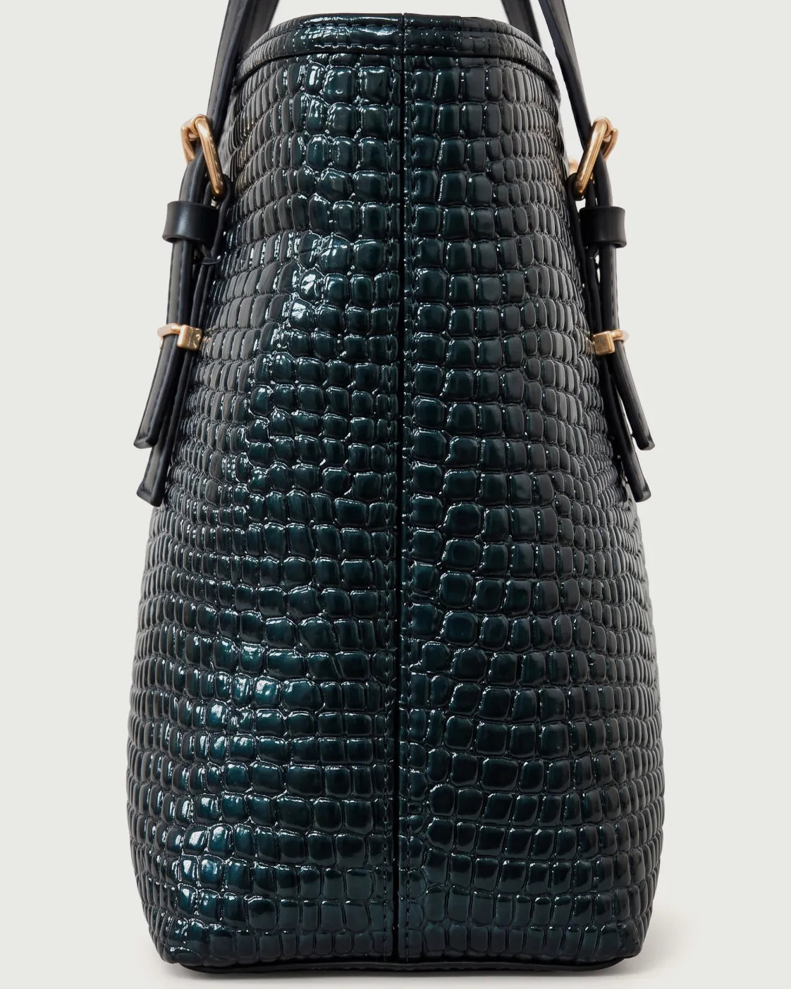 Croc-Textured Tote Bag with Buckled Strap – Women’s Everyday Handbag
