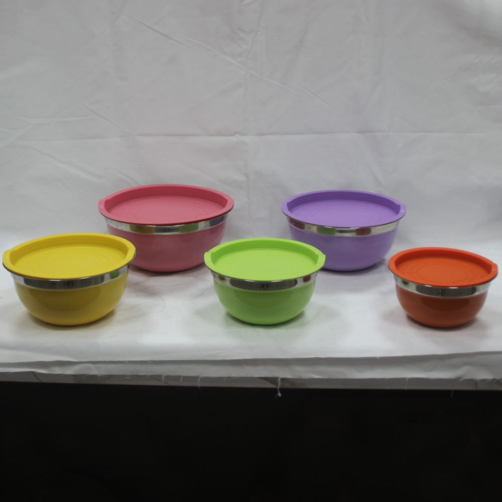 5-Piece Stainless Steel Mixing Bowl Set with Lids | Salad & Food Preparation Bowls
