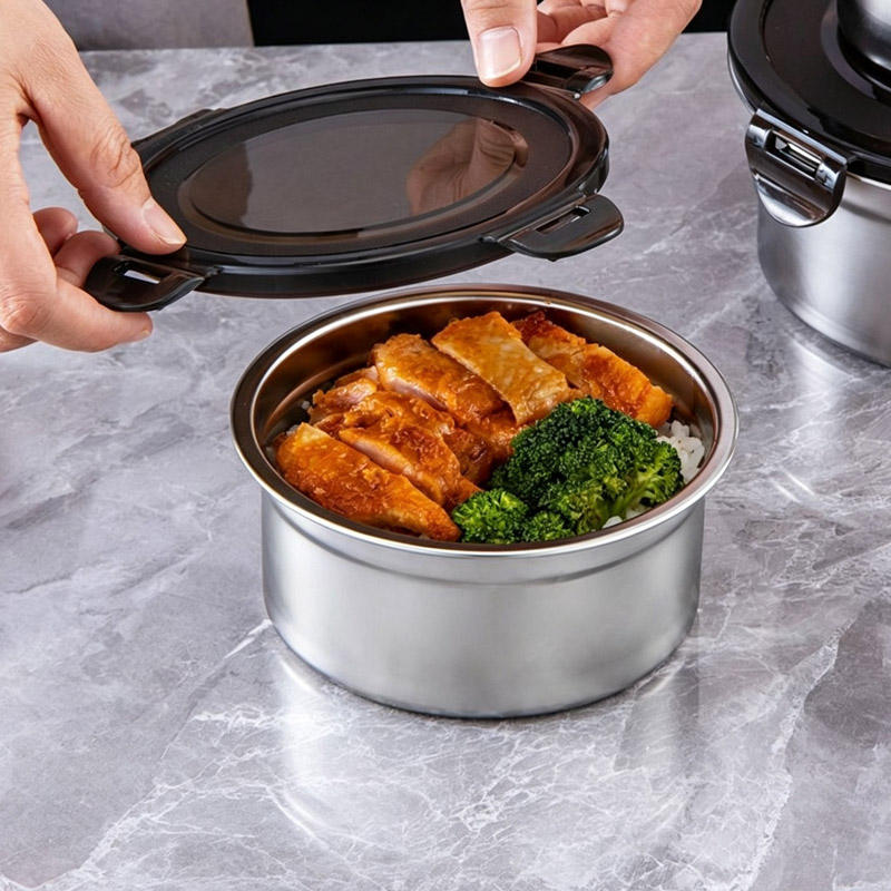 Stainless Steel Airtight Lunch Box Set with Plastic Lid for Kids & Adults