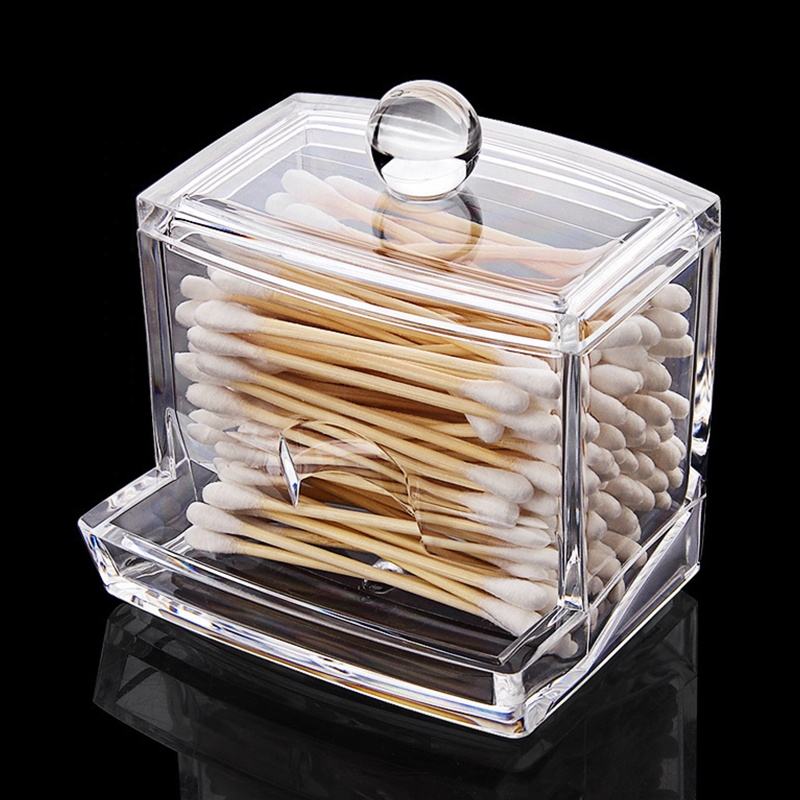 Acrylic Cotton Swabs Storage Holder Box | Transparent Cosmetic & Makeup Organiser