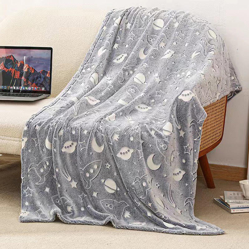 Glow-in-the-Dark Constellation Knitted Fleece Throw Blanket