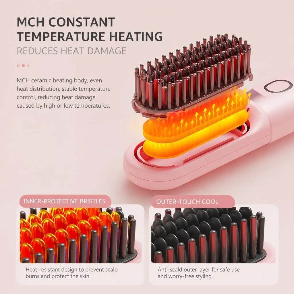 Rechargeable Wireless Hair Straightener & Curling Wand with Negative Ion Technology