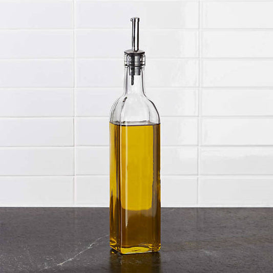 Glass Oil Bottle with Pourer | Transparent Kitchen Oil & Sauce Dispenser
