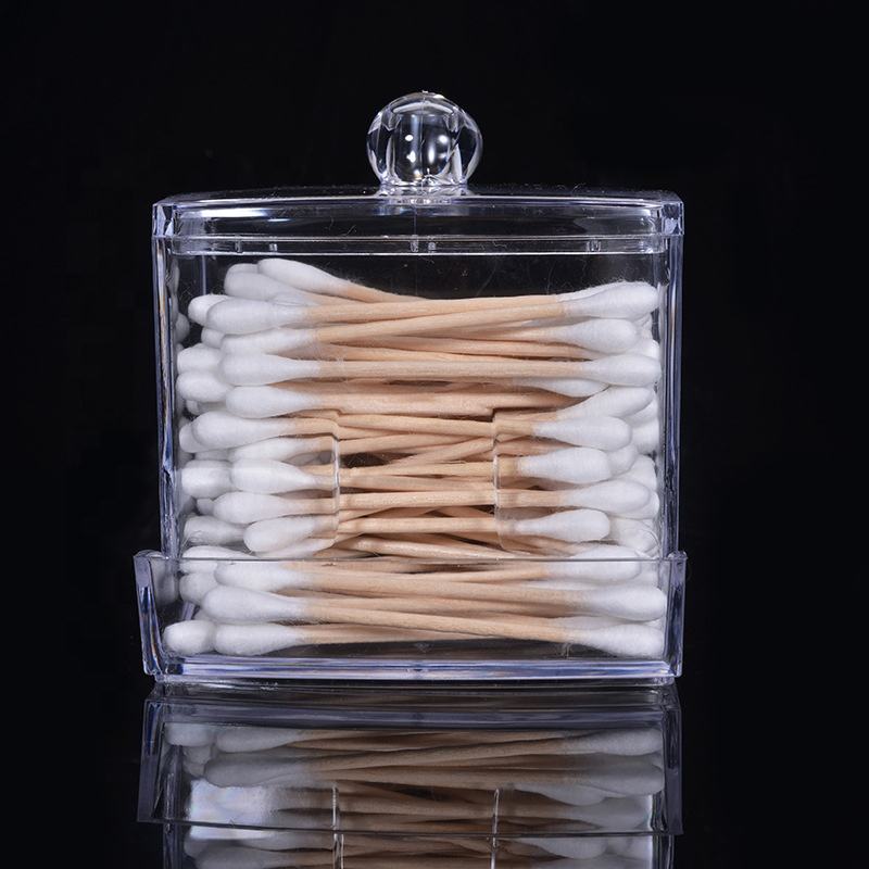 Acrylic Cotton Swabs Storage Holder Box | Transparent Cosmetic & Makeup Organiser