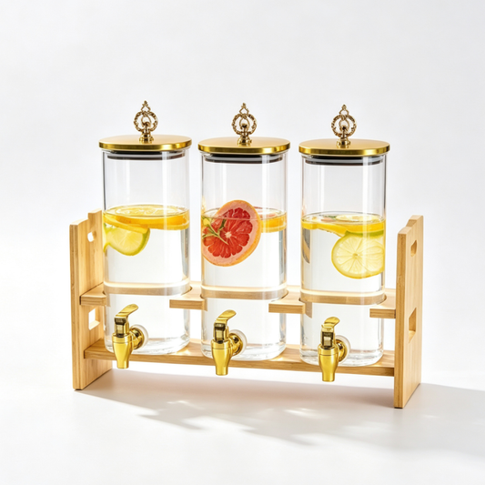 3-Piece High-Borosilicate Glass Dispenser Set with Stand