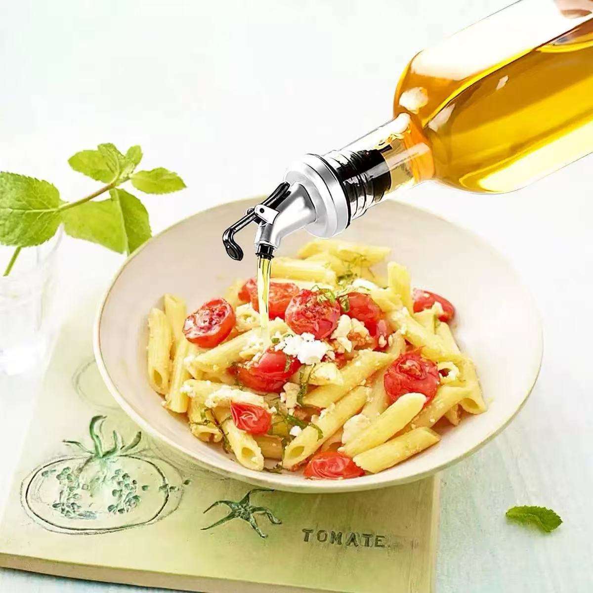 Glass Oil Bottle with Pourer | Transparent Kitchen Oil & Sauce Dispenser