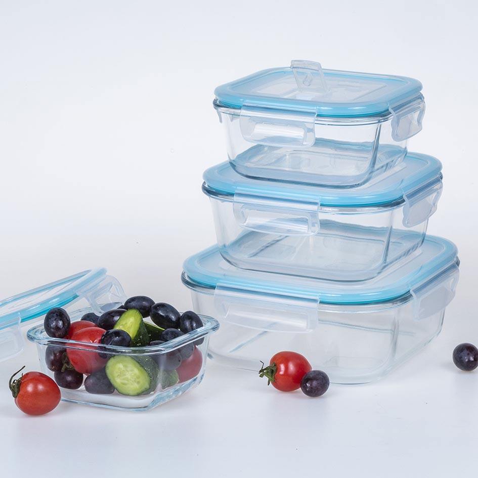 3-Piece Airtight Glass Food Storage Bowl Set