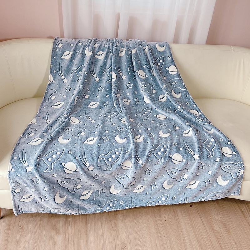 Glow-in-the-Dark Constellation Knitted Fleece Throw Blanket