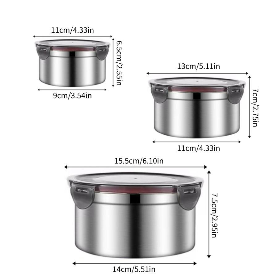 Stainless Steel Airtight Lunch Box Set with Plastic Lid for Kids & Adults