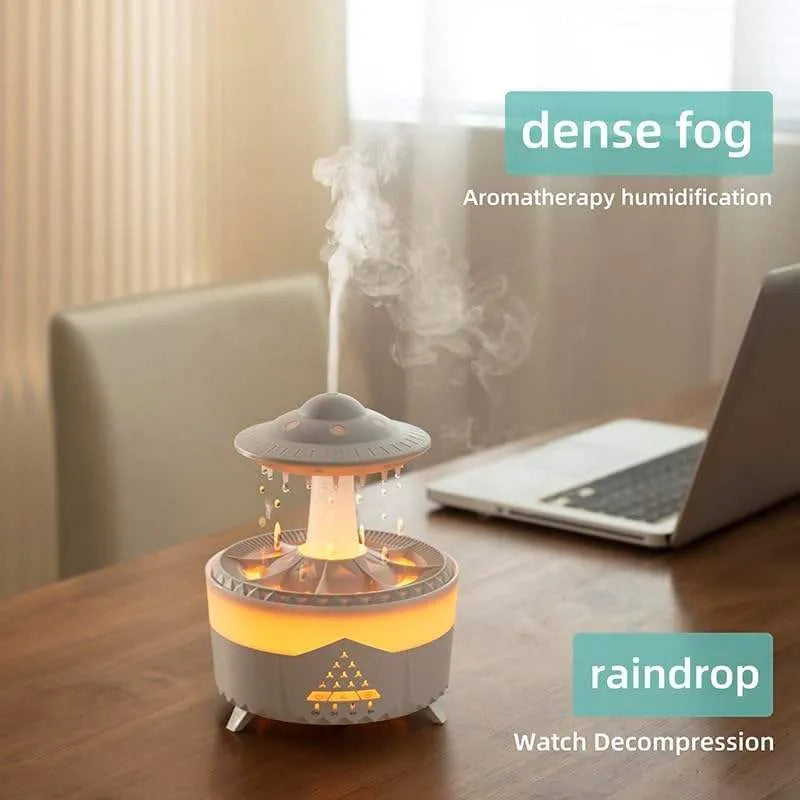 UFO Rain Drop Aroma Diffuser & Humidifier – 350ml with 7-Colour LED Lights
