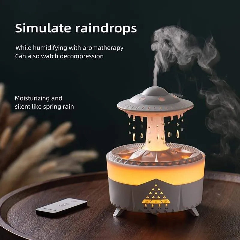 UFO Rain Drop Aroma Diffuser & Humidifier – 350ml with 7-Colour LED Lights