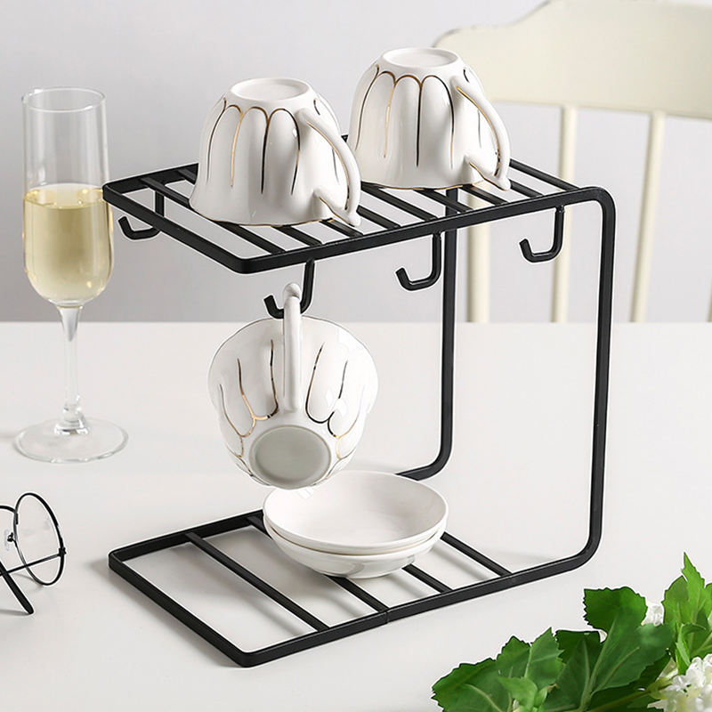 Metal Coffee Cup Holder Stand | Countertop Mug & Tea Cup Storage Organiser