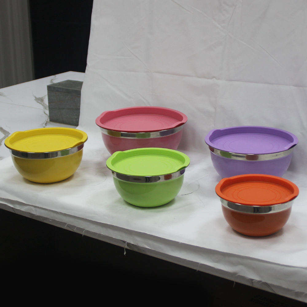 5-Piece Stainless Steel Mixing Bowl Set with Lids | Salad & Food Preparation Bowls