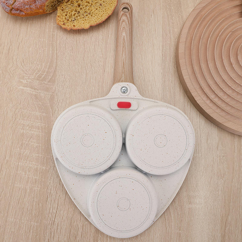 Professional White Three-Hole Egg Cooker Heat Resistant Handle Frying Pan