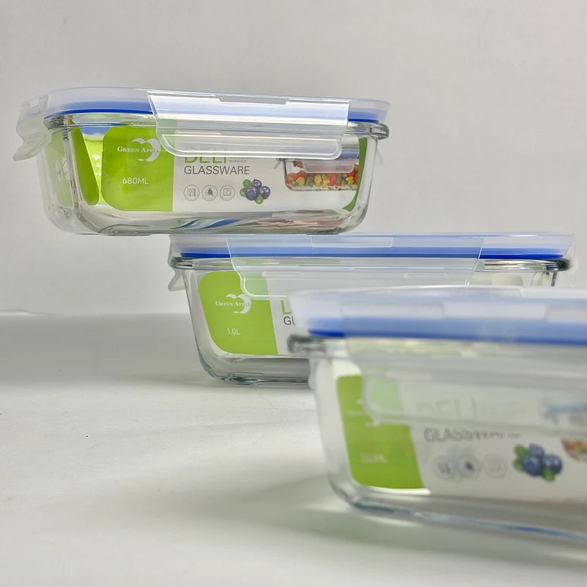 3-Piece Airtight Glass Food Storage Bowl Set