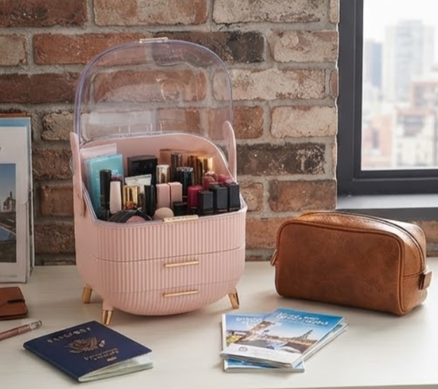 Cosmetic Organiser with Transparent Top & Drawers | Makeup Storage Box