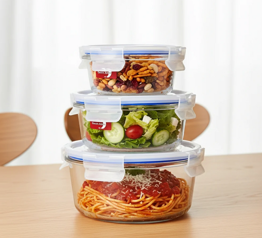 3-Piece Airtight Glass Food Storage Bowl Set