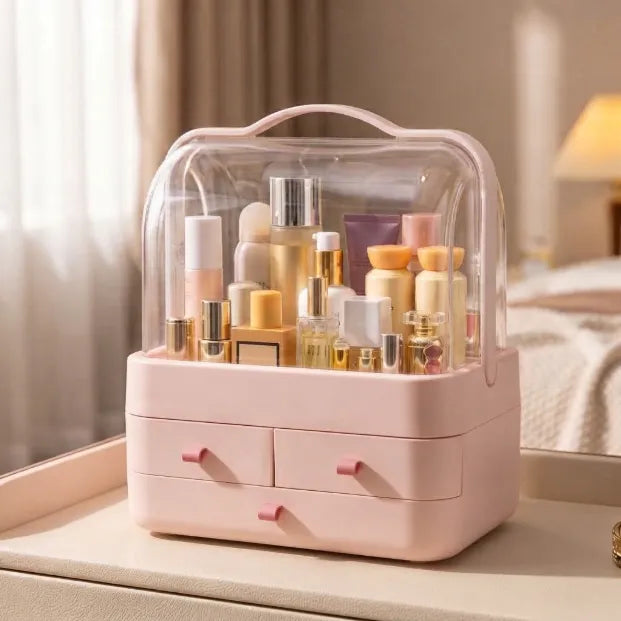 Double-Door Acrylic Cosmetic & Skincare Organizer with Drawers