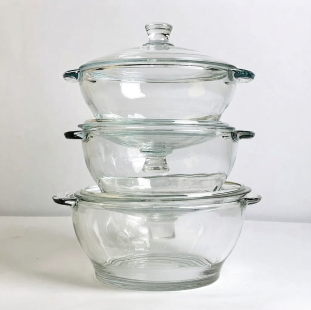 3-Piece Casserole Set with Lids | Food Serving & Storage Pots