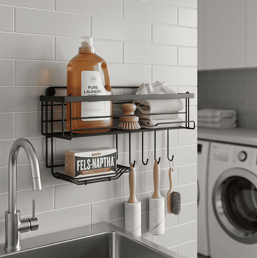 Black Metal Wall-Mounted Shelf | Wall Storage Holder Rack