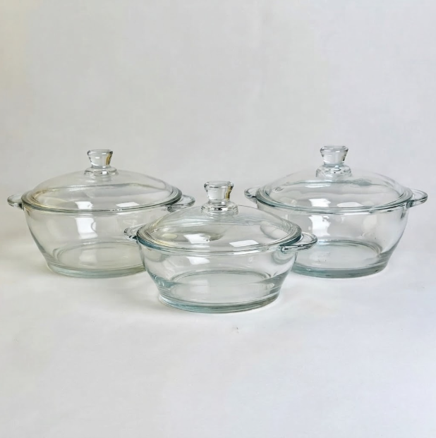 3-Piece Casserole Set with Lids | Food Serving & Storage Pots