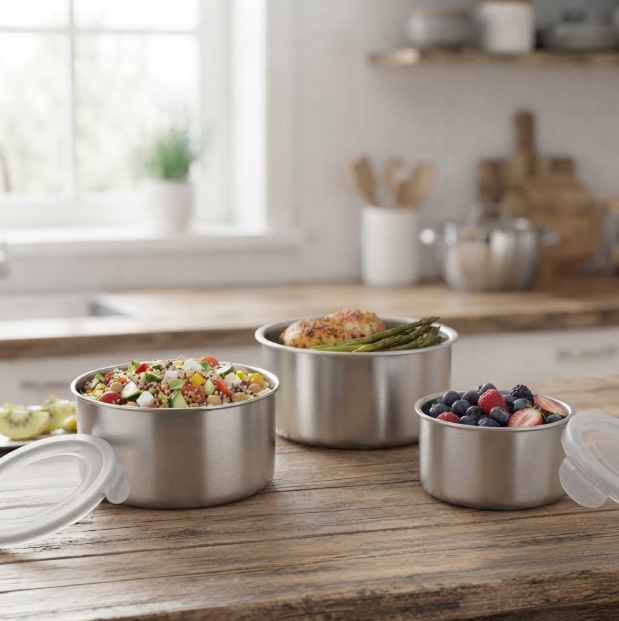 3-Piece Stainless Steel Lunch Box Set