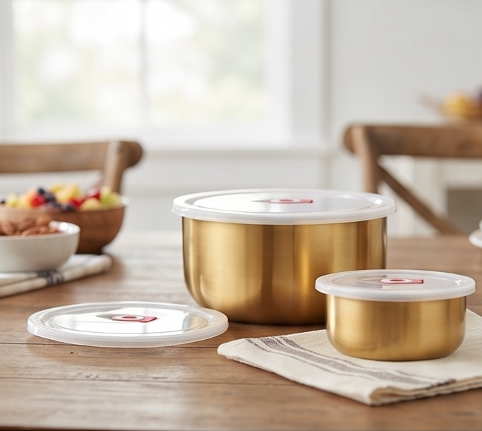 Stainless Steel Cylinder Lunch Box Set | 3-Piece Food Storage Containers