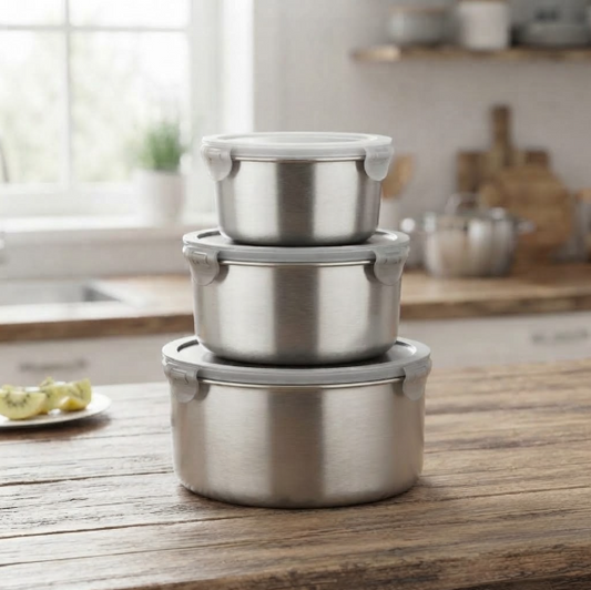 3-Piece Stainless Steel Lunch Box Set