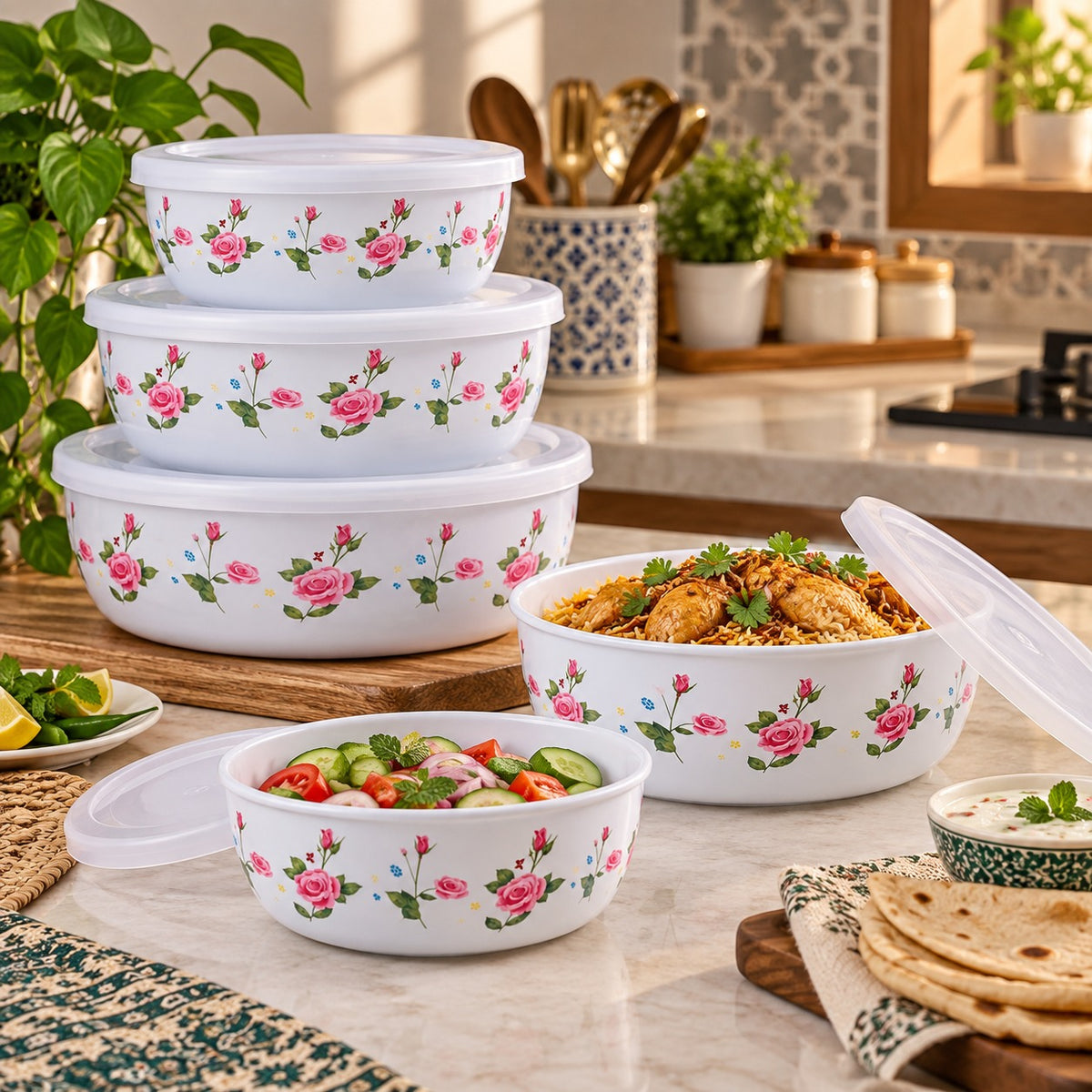 5-Piece Stainless Steel Bowl Set with Silicon Lids | Premium Quality
