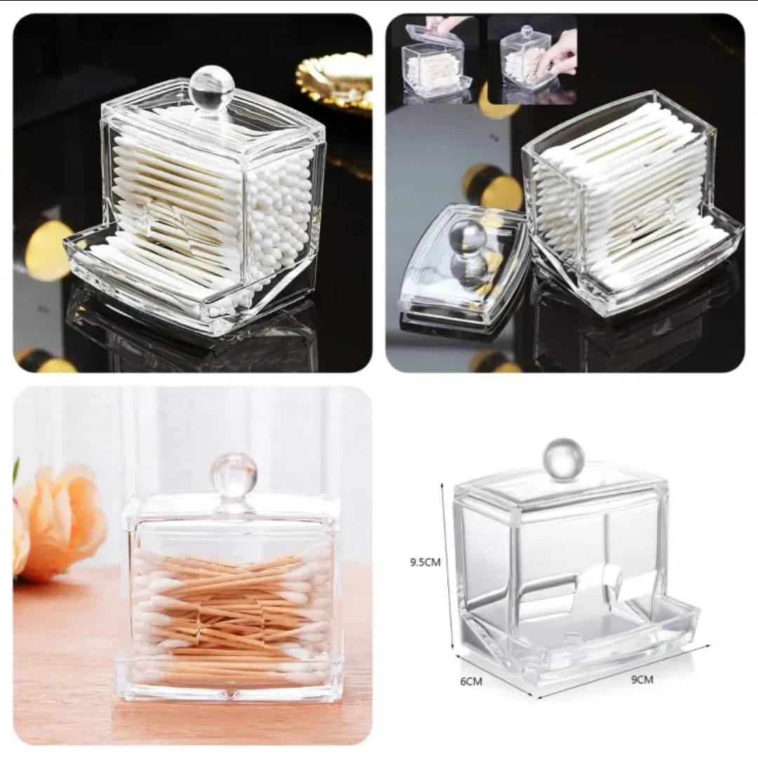 Acrylic Cotton Swabs Storage Holder Box | Transparent Cosmetic & Makeup Organiser