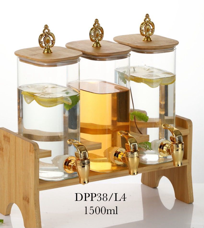 3-Piece High-Borosilicate Glass Dispenser Set with Stand