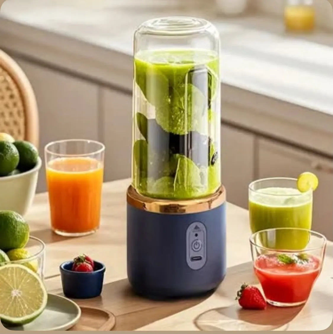 Portable Electric Juicer Cup with 5 Blades – Automatic Cleaning
