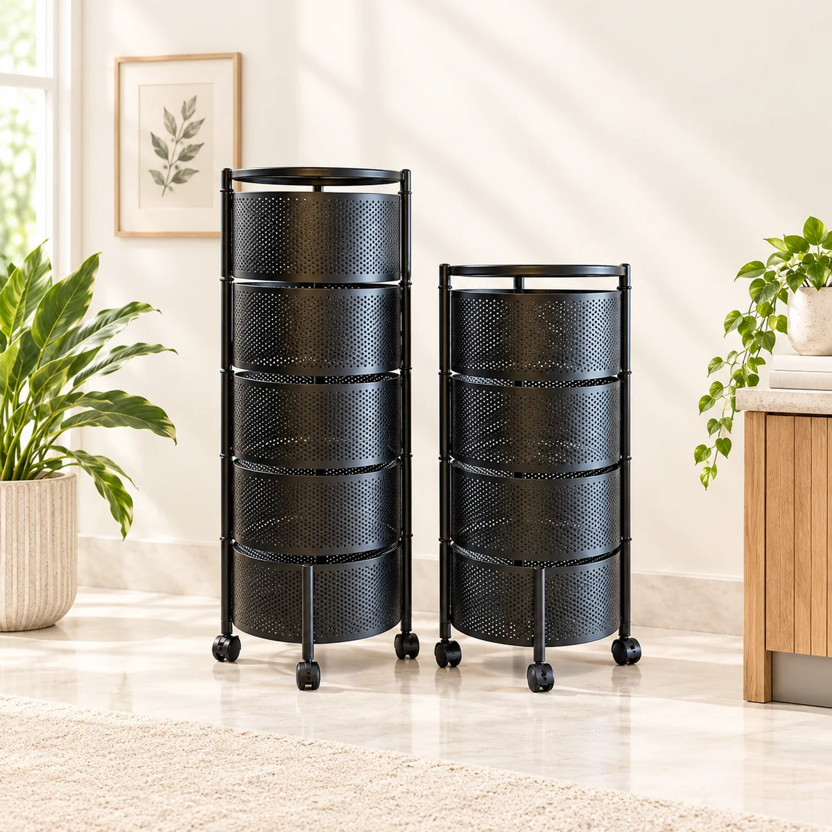 Round Metal Trolley | Multi-Purpose Rolling Storage & Utility Cart