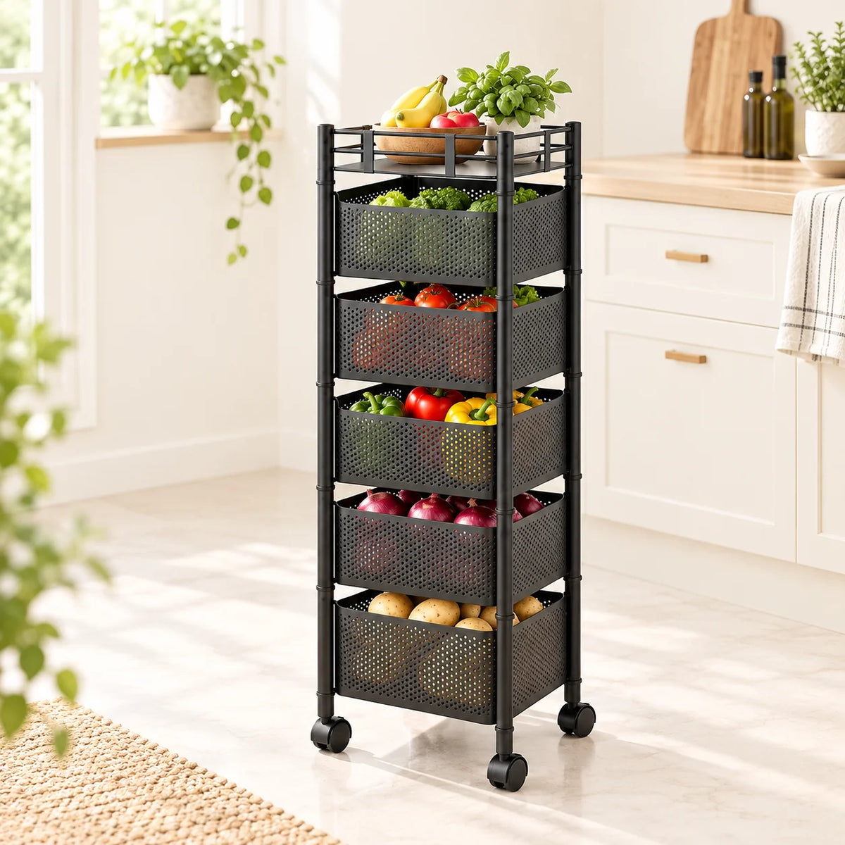 Square Metal Trolley | Multi-Purpose Rolling Storage & Utility Cart