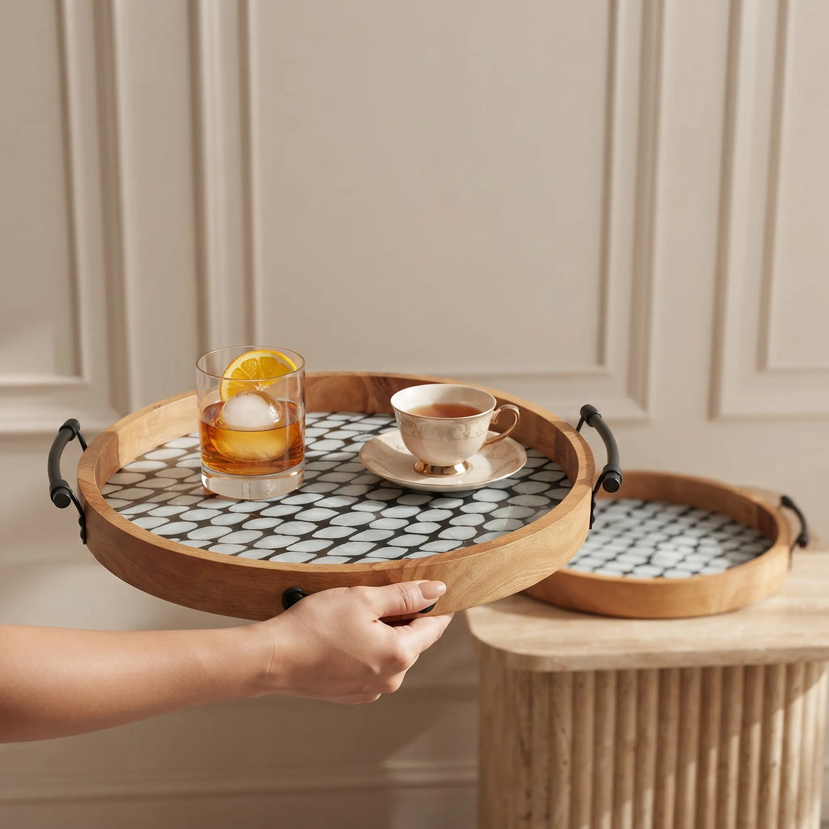 2-Piece Wooden Serving Tray Set – Kitchen & Dining Trays