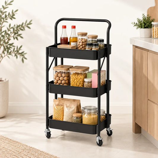 Foldable Metal Trolley | Collapsible Multi-Purpose Storage & Utility Cart