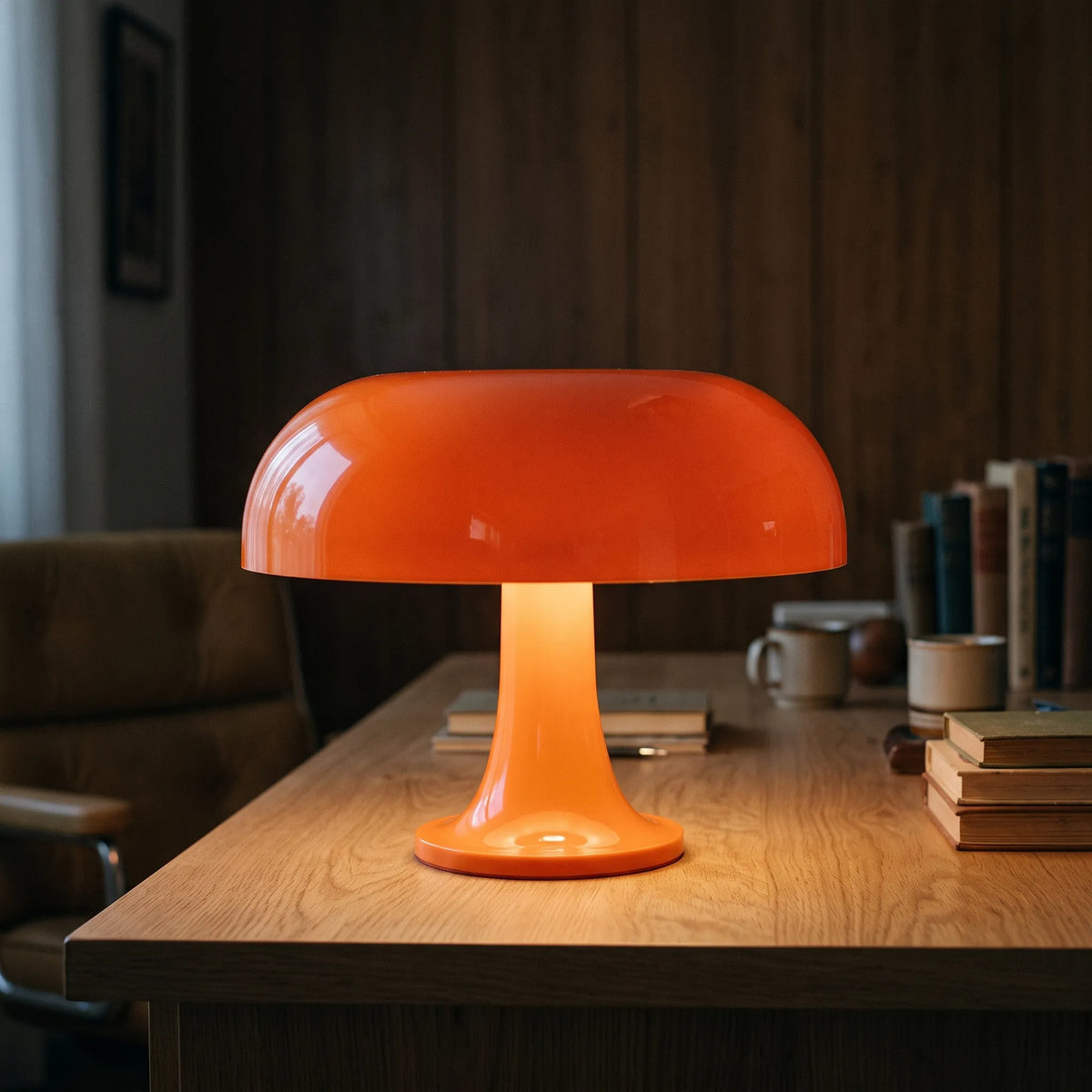 Retro Orange Mushroom Table Lamp – Modern Decorative Desk Light