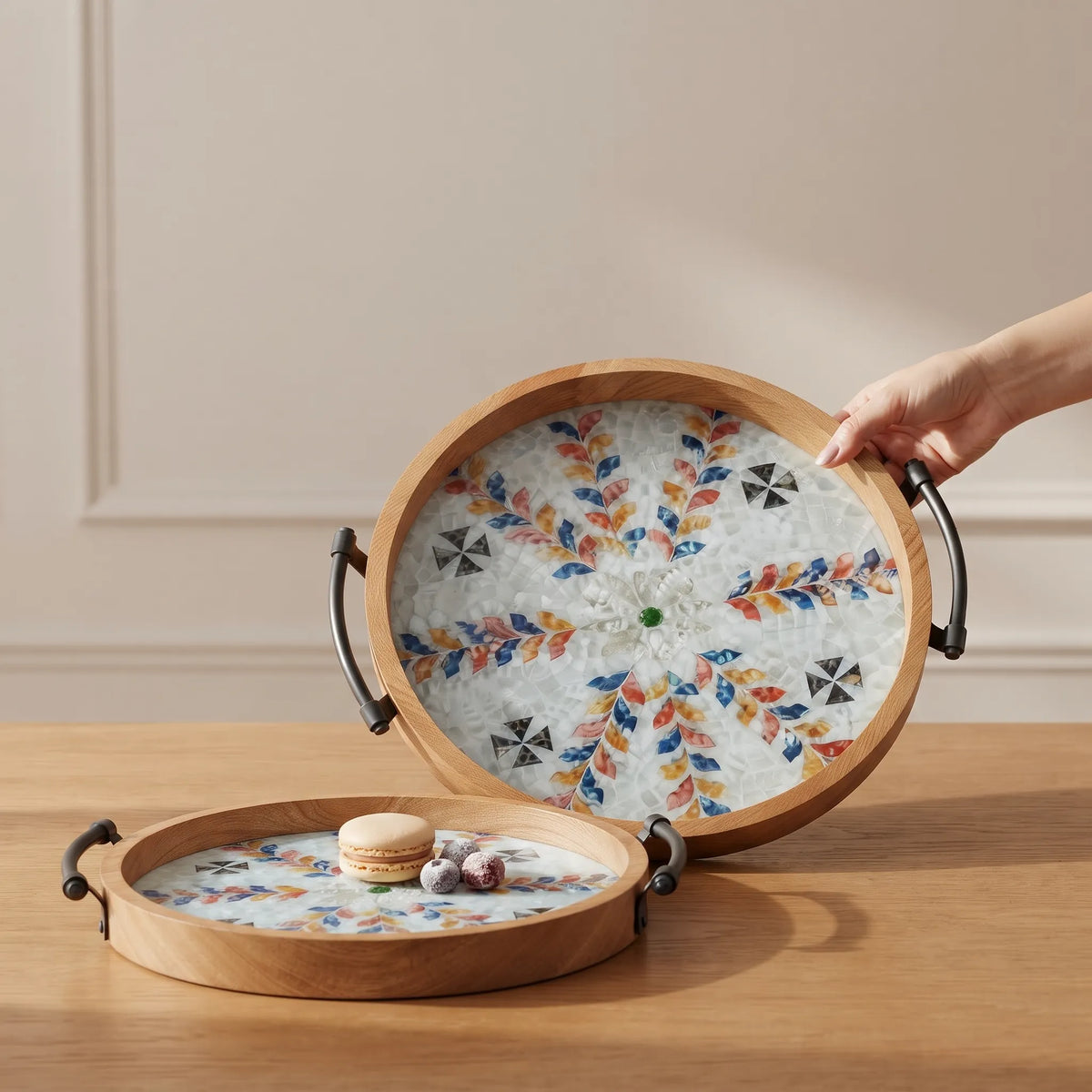 2-Piece Wooden Serving Tray Set – Kitchen & Dining Trays